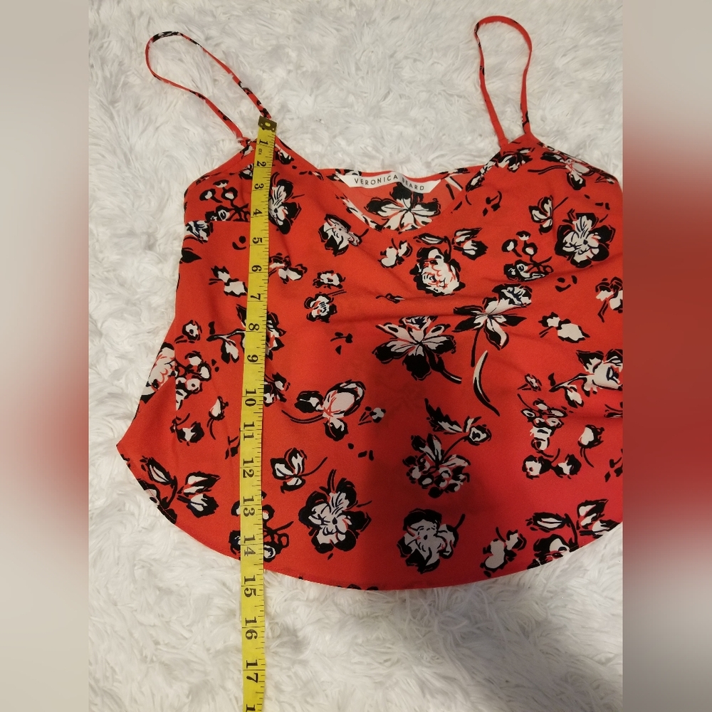 Verónica Beard Antonette Silk Floral Cami Top Color Red/Black - Picture 5 of 9